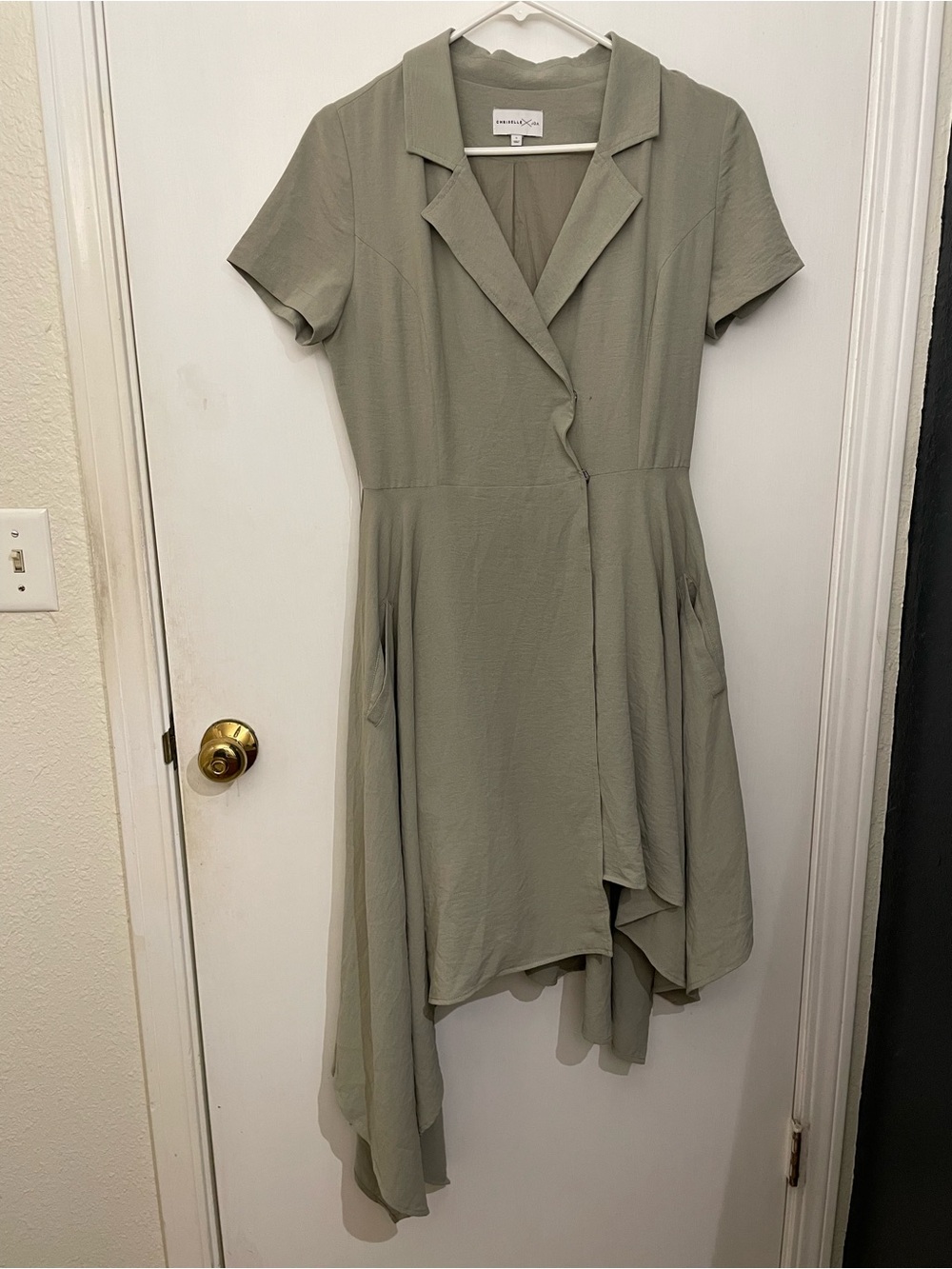 Sage Green Asymmetric Shirt Dress